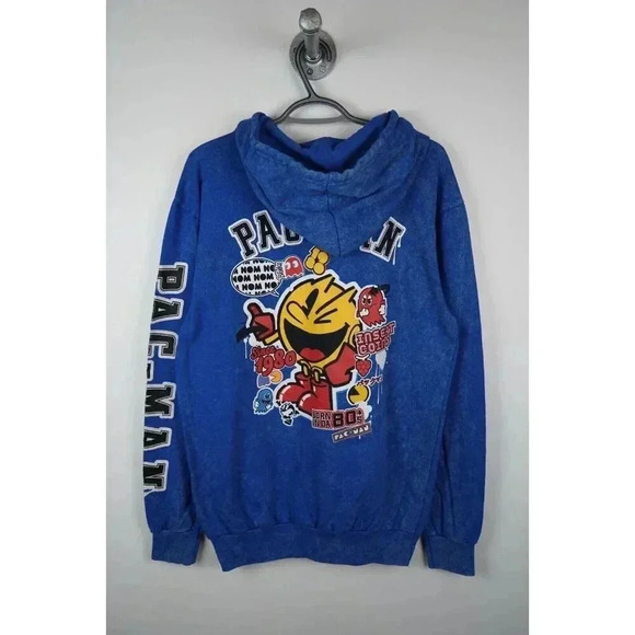 Pacman Hoodie Bandai Blue Gaming Classic Retro Men's Small #581 - Picture 2 of 15